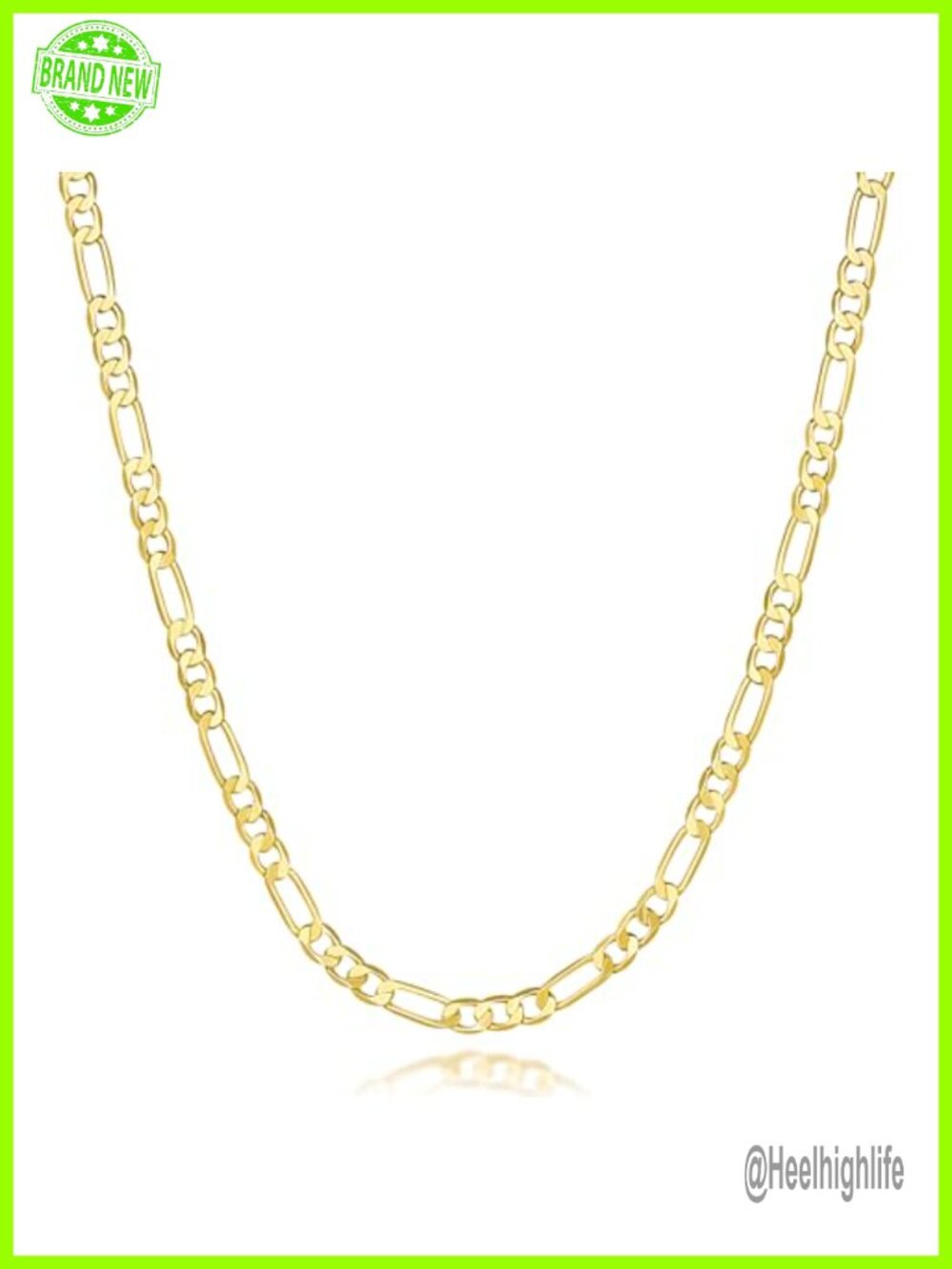 14k Gold Plated Figaro Chain Necklace 3.6mm Lobster Clasp Unisex